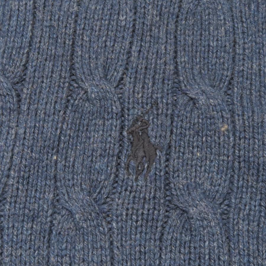 Polo by Ralph Lauren ポロバイラルフローレン シルク ケーブルニット セーター 長袖 ラウンドネック カットソー L ネイビー メンズ 古着 中古 |  | 04