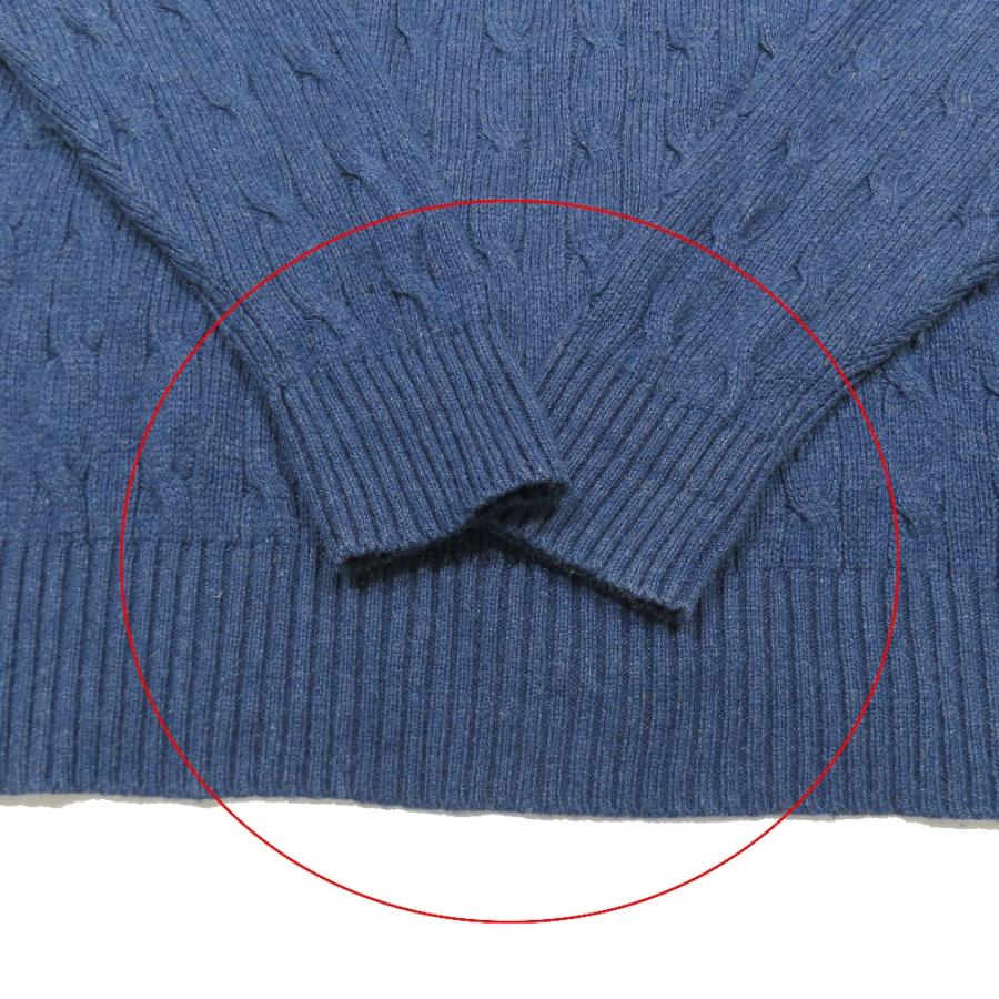 Polo by Ralph Lauren ポロバイラルフローレン シルク ケーブルニット セーター 長袖 ラウンドネック カットソー L ネイビー メンズ 古着 中古 |  | 07