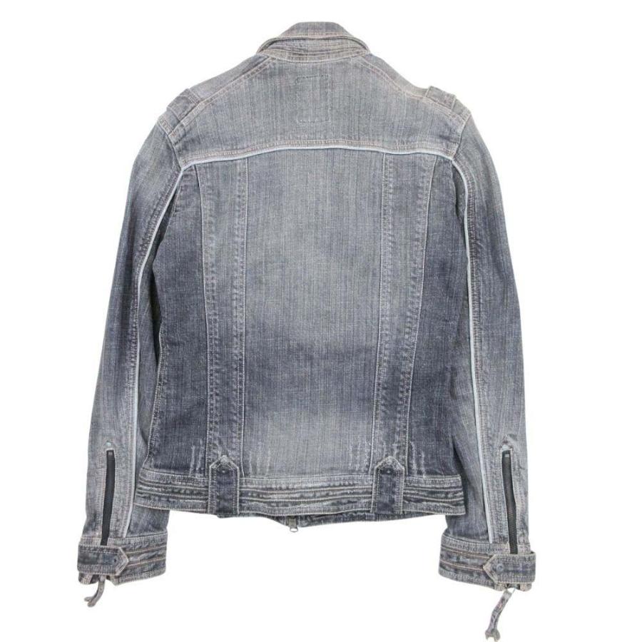 美品 NICOLE CLUB FOR MEN ニコルクラブ フォーメン ジップアップ デニムジャケット ブルゾン ダメージ加工 46 グレー ブラック メンズ 古着 中古 | NICOLE | 01