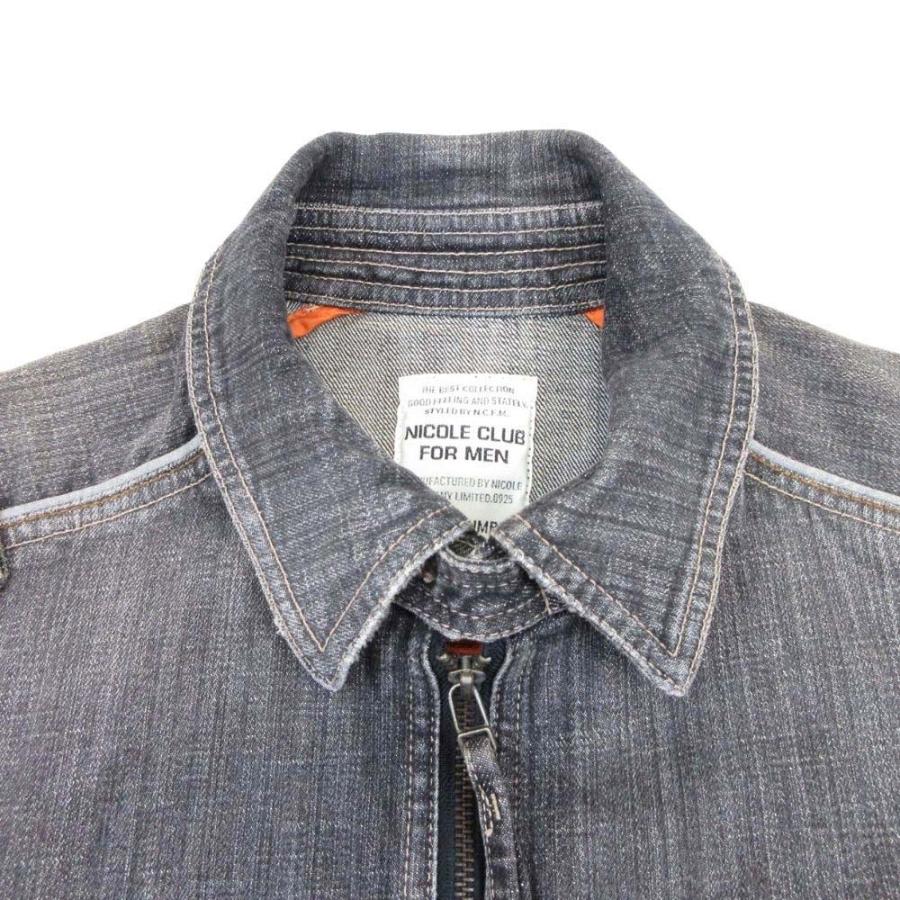 美品 NICOLE CLUB FOR MEN ニコルクラブ フォーメン ジップアップ デニムジャケット ブルゾン ダメージ加工 46 グレー ブラック メンズ 古着 中古 | NICOLE | 02