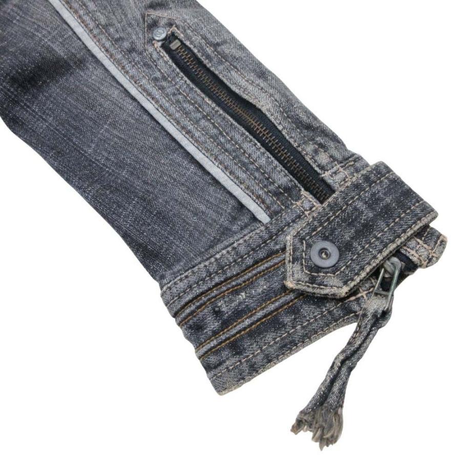 美品 NICOLE CLUB FOR MEN ニコルクラブ フォーメン ジップアップ デニムジャケット ブルゾン ダメージ加工 46 グレー ブラック メンズ 古着 中古 | NICOLE | 04