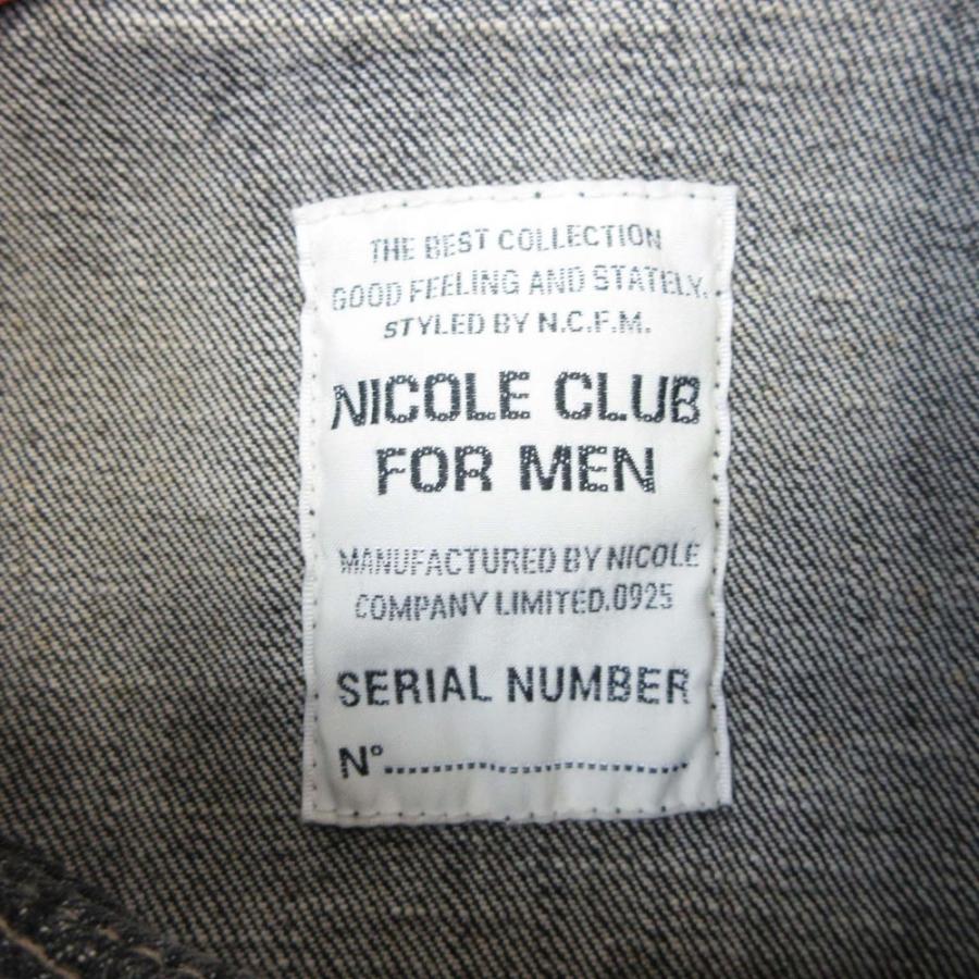 美品 NICOLE CLUB FOR MEN ニコルクラブ フォーメン ジップアップ デニムジャケット ブルゾン ダメージ加工 46 グレー ブラック メンズ 古着 中古 | NICOLE | 08