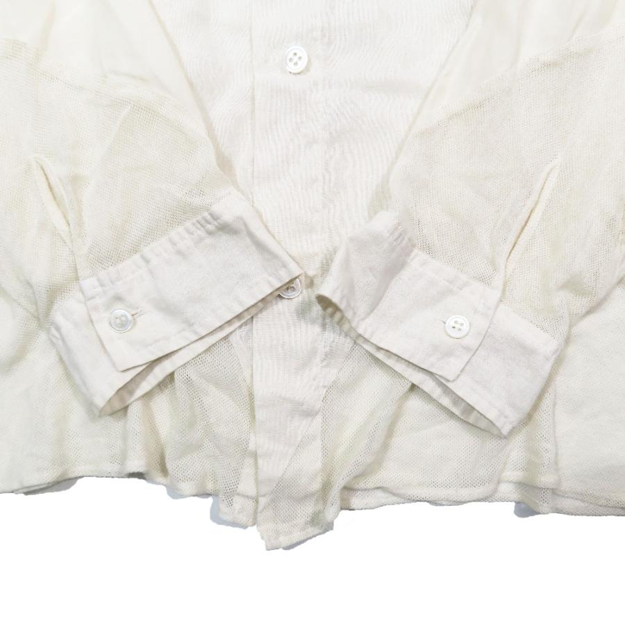 美品 Plantation プランテーション 花柄 レース チュール リネンシャツ ブラウス カットソー 長袖 M ホワイト レディース 古着 中古 | Plantation | 02