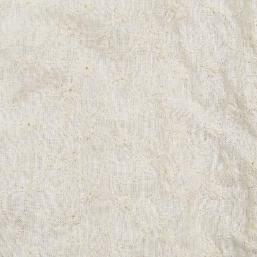 美品 Plantation プランテーション 花柄 レース チュール リネンシャツ ブラウス カットソー 長袖 M ホワイト レディース 古着 中古 | Plantation | 03