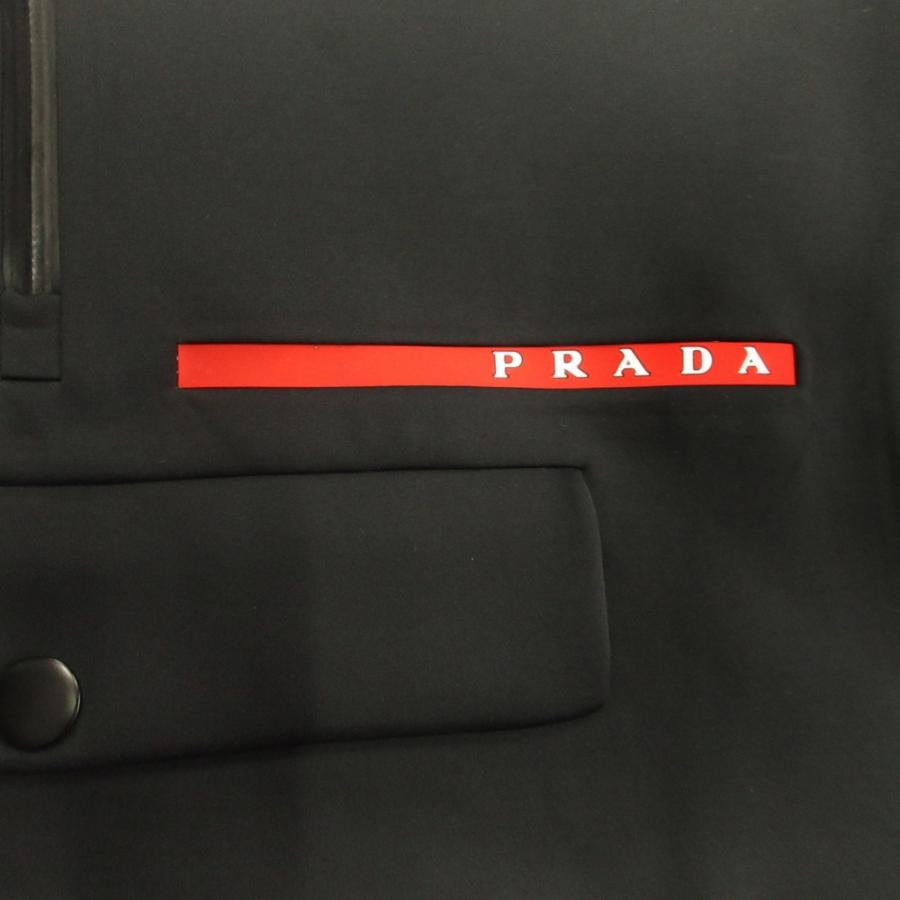 新品同様 PRADA SPORTS プラダスポーツ 19aw テクニカル ノースリーブ パーカー ベスト フーディ ラバーロゴ S 黒 ブラック メンズ 古着 中古 USED 新品同様 PRADA SPORTS プラダスポーツ 19aw テクニカル ノースリーブ