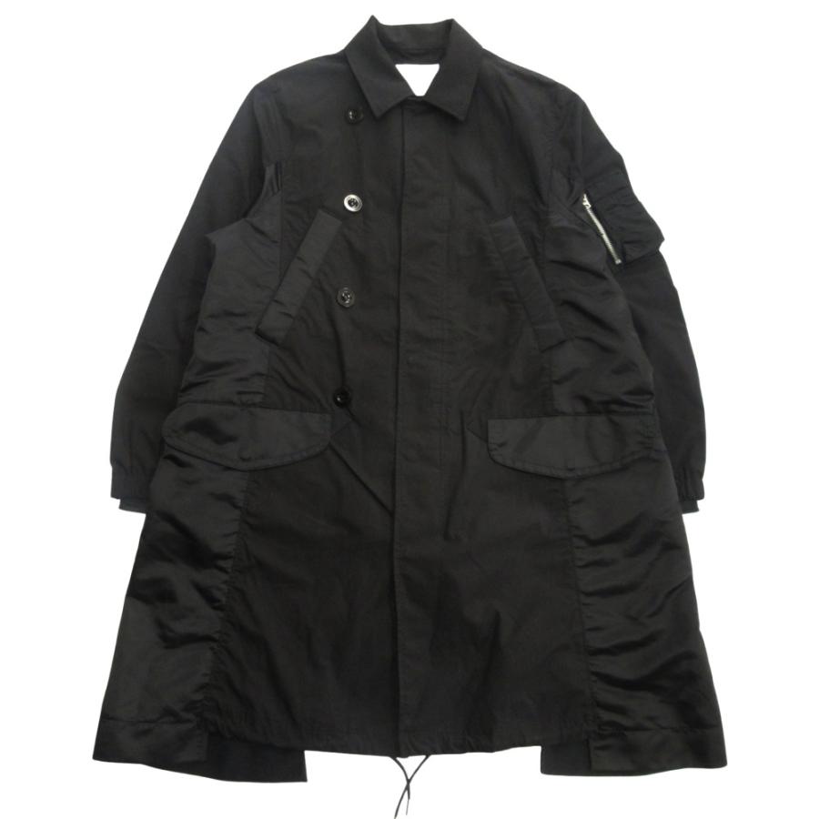 新品同様 Sacai サカイ 23SS Military Coat ドッキング ミリタリー コート ジャケット ブルゾン N-3B ステンカラー 2 黒 ブラック メンズ 古着 中古 | sacai | 01