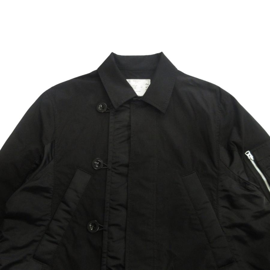 新品同様 Sacai サカイ 23SS Military Coat ドッキング ミリタリー コート ジャケット ブルゾン N-3B ステンカラー 2 黒 ブラック メンズ 古着 中古 | sacai | 03