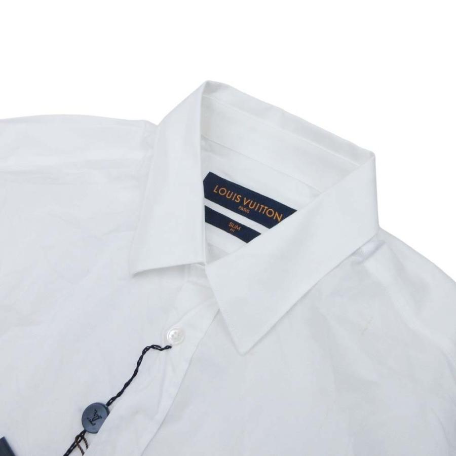 美品 LOUIS VUITTON ルイヴィトン SLIM FIT 18ss LVロゴ 刺繍 長袖 シャツ コットンブロード トップス スリムフィット L 白 ホワイト メンズ 古着 中古 | LOUIS VUITTON | 05