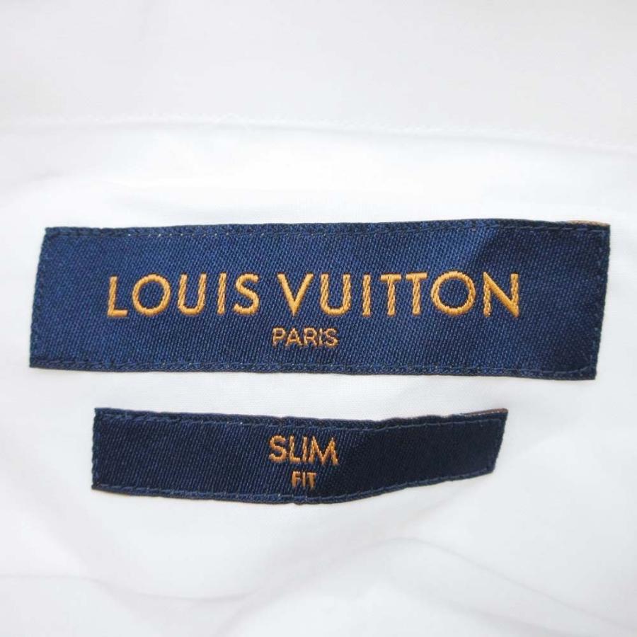 美品 LOUIS VUITTON ルイヴィトン SLIM FIT 18ss LVロゴ 刺繍 長袖 シャツ コットンブロード トップス スリムフィット L 白 ホワイト メンズ 古着 中古 | LOUIS VUITTON | 06