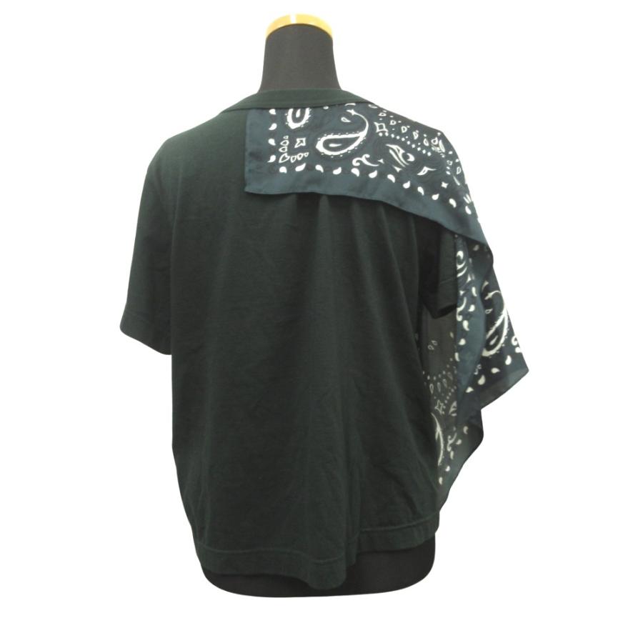 美品 Sacai サカイ 22ss バンダナ ドッキング Tシャツ カットソー アシンメトリー ペイズリー 3 緑 グリーン レディース 古着 中古 | sacai | 02