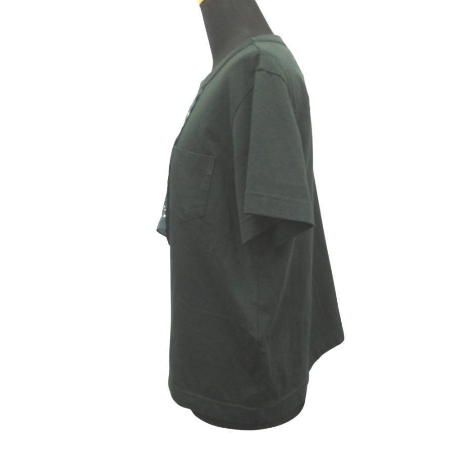 美品 Sacai サカイ 22ss バンダナ ドッキング Tシャツ カットソー アシンメトリー ペイズリー 3 緑 グリーン レディース 古着 中古 | sacai | 03