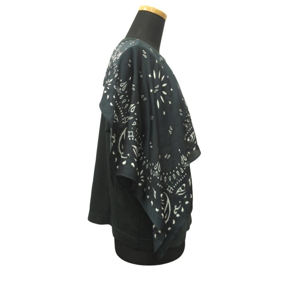 美品 Sacai サカイ 22ss バンダナ ドッキング Tシャツ カットソー アシンメトリー ペイズリー 3 緑 グリーン レディース 古着 中古 | sacai | 04