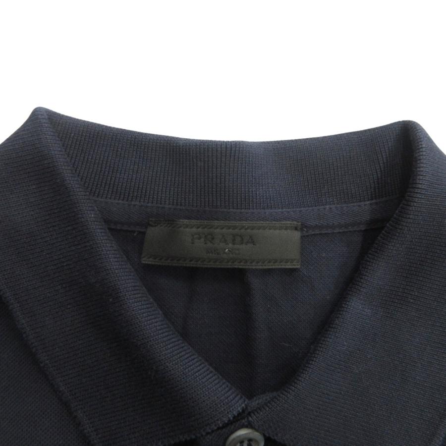 美品 PRADA プラダ トライアングルロゴ パッチ ポロシャツ カットソー 鹿の子 2025年製 S ネイビー メンズ 古着 中古 USED PRADA（プラダ） 美品 トライアングルロゴ パッチ ポロシャツ
