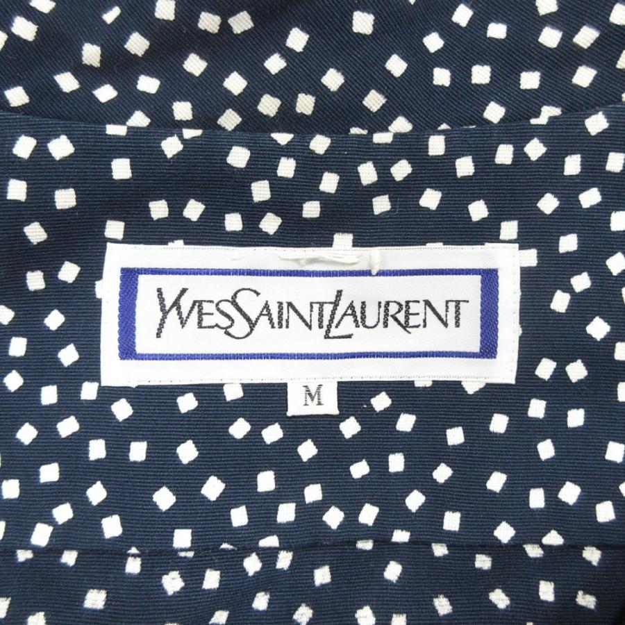 美品 YVES SAINT LAURENT イヴサンローラン 80's セットアップ ジャケット スカート 半袖 ヴィンテージ M 紺 ネイビー 白 ホワイト レディース 古着 中古 | Yves Saint Laurent | 05