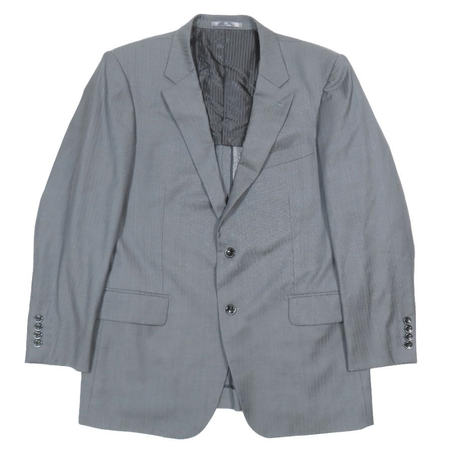 美品 Loro Piana ロロピアーナ super 130's ストライプ テーラードジャケット ウール ブレザー 背抜き 2B サイドベンツ スーツ グレー メンズ 古着 中古 USED Loro Piana（ロロピアーナ） 美品 super 130's ストライプ テーラード