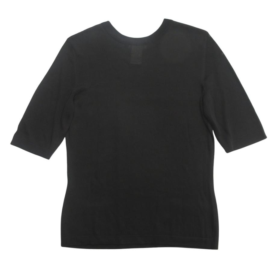 良品 HERMES エルメス レーヨン ニット カットソー Tシャツ フロントポケット オールド シアー M 黒 ブラック レディース 古着 中古 | HERMES | 01