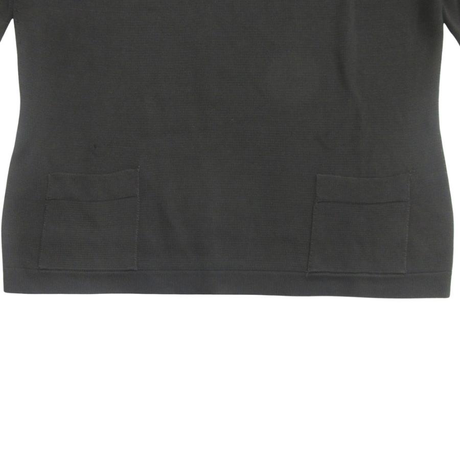 良品 HERMES エルメス レーヨン ニット カットソー Tシャツ フロントポケット オールド シアー M 黒 ブラック レディース 古着 中古 | HERMES | 02
