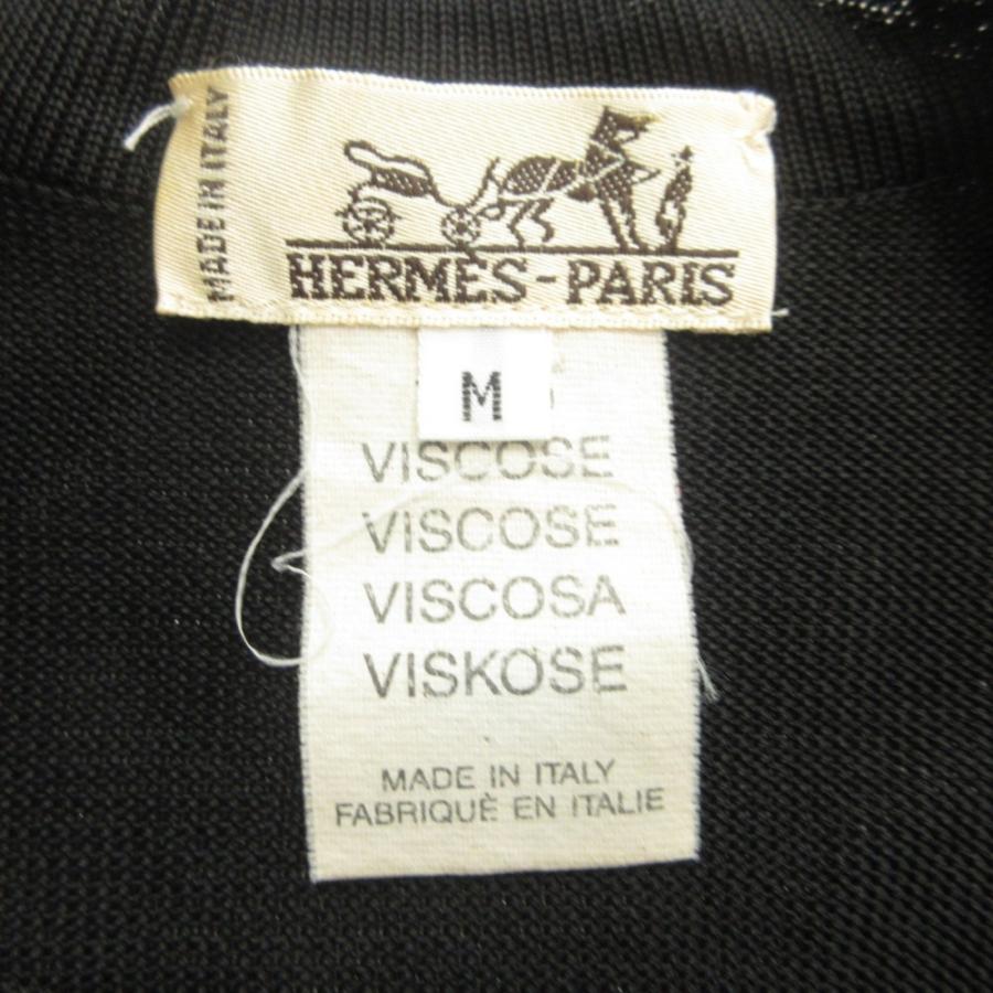 良品 HERMES エルメス レーヨン ニット カットソー Tシャツ フロントポケット オールド シアー M 黒 ブラック レディース 古着 中古 | HERMES | 04