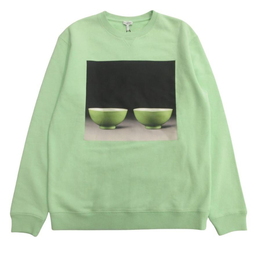 未使用 LOEWE ロエベ CERAMIC PRINT SWEATSHIRT セラミック プリント スウェット シャツ トレーナー 茶器 S 緑 グリーン メンズ 古着 中古 USED LOEWE（ロエベ） 未使用 CERAMIC PRINT SWEATSHIRT セラミック