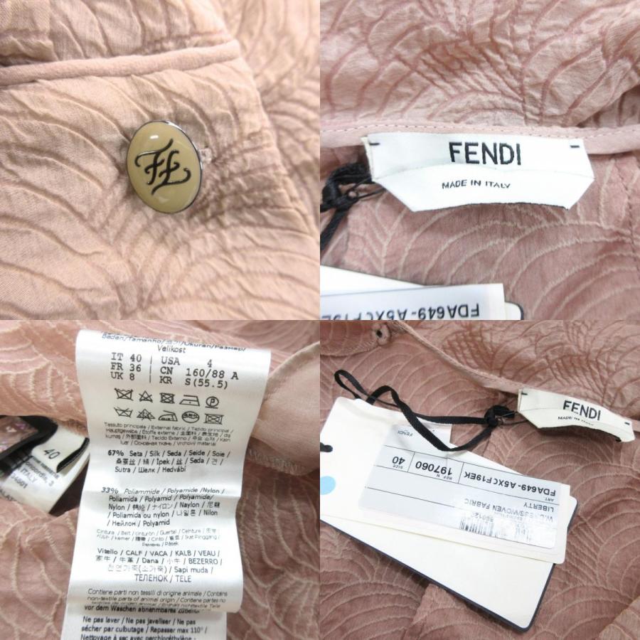 未使用 FENDI フェンディ シルク混 シアー カシュクール ロング ワンピース ドレス ストールドッキング 変形 カフスボタン 40 ベージュ  レディース 古着 中古 | FENDI | 08
