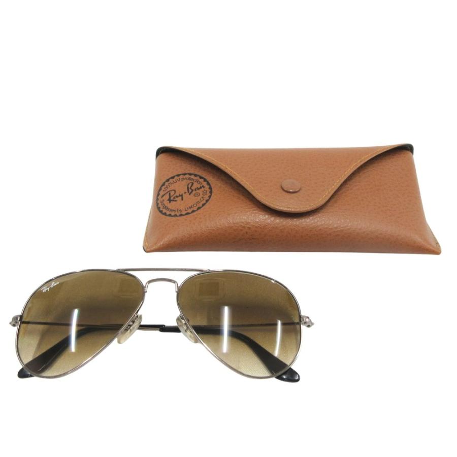 美品 Ray-Ban レイバン アビエーター AVIATOR CLASSIC サングラス アイウェア メガネ RB3025 55□14 メタル 茶 ブラウン シルバー メンズ 古着 中古 USED Ray-Ban（レイバン） 美品 アビエーター AVIATOR CLASSIC サングラス
