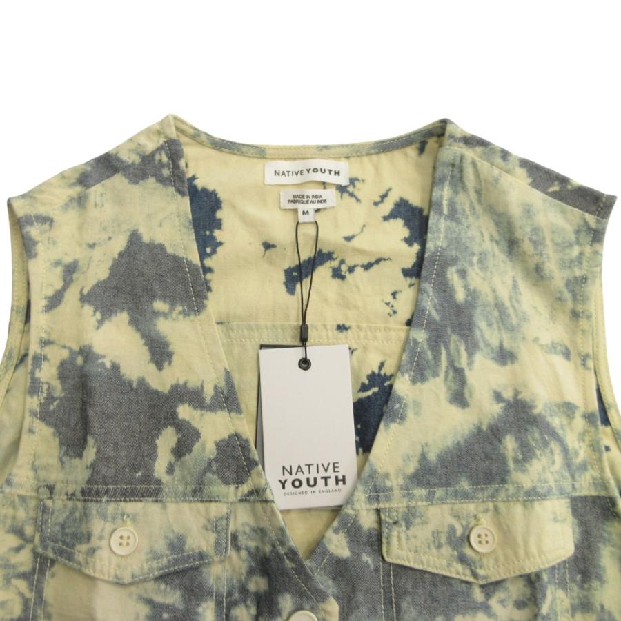 未使用 NATIVE YOUTH ネイティブユース ブリーチ加工 ベスト ジレ ベスト ノースリーブ カットソー M 青 ブルー ベージュ メンズ 古着 中古 |  | 02