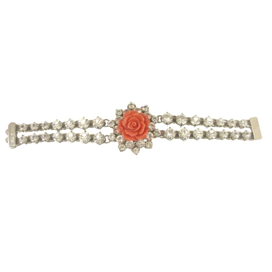 プラダ　ローズ　ブレスレット PRADA（プラダ） 良品 ローズ ビジュー ブレスレット バングル 薔薇