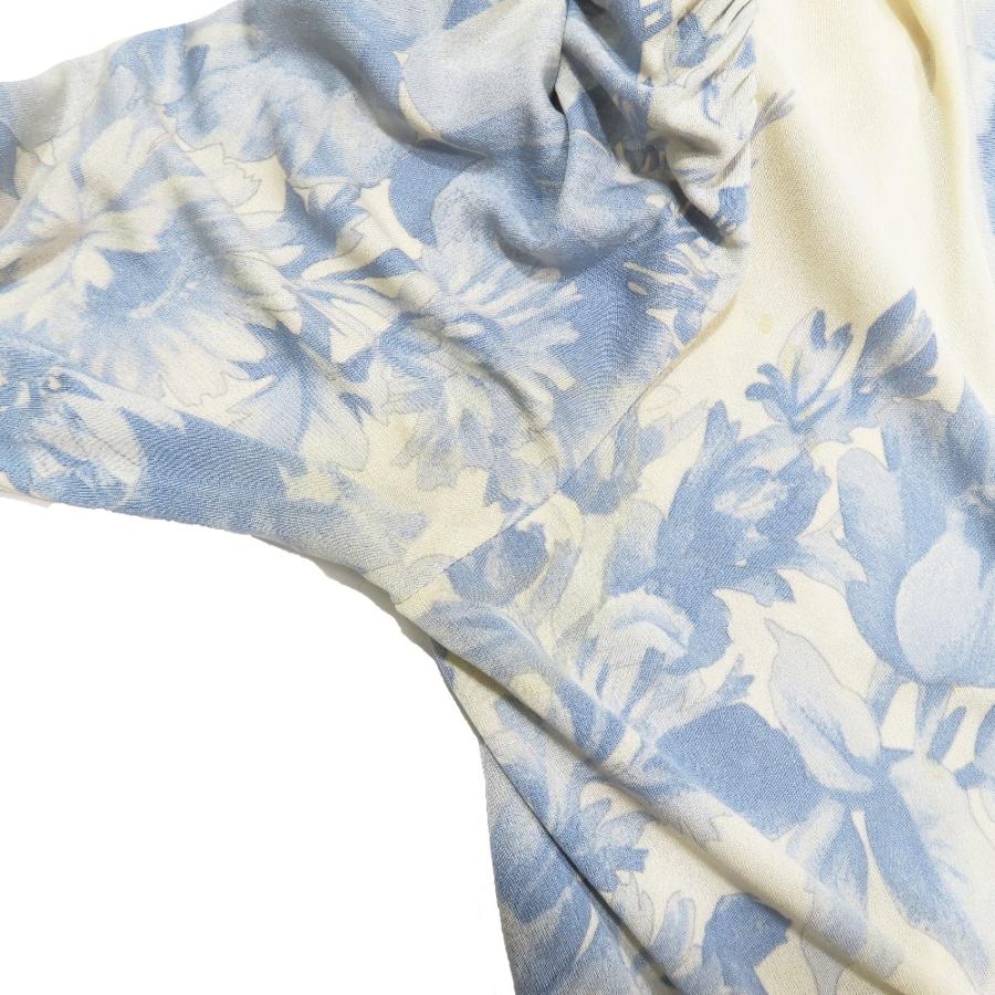 良品 LEONARD レオナール ヴィンテージ シルク100% カシュクール ワンピース ロング 花柄 ロングスリーブ ブルー レディース 古着 中古 | LEONARD | 06