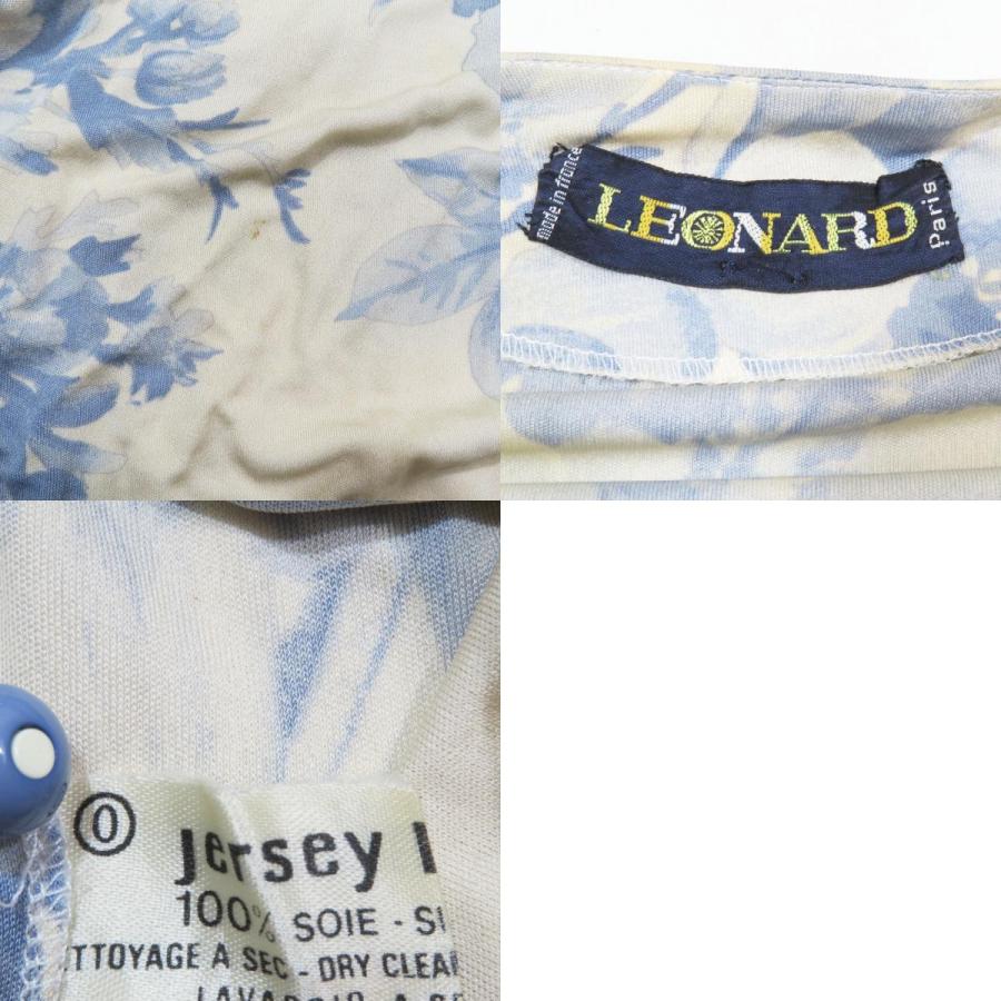 良品 LEONARD レオナール ヴィンテージ シルク100% カシュクール ワンピース ロング 花柄 ロングスリーブ ブルー レディース 古着 中古 | LEONARD | 09