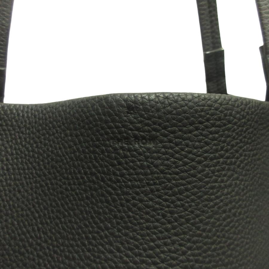 美品 THE ROW ザ ロウ PARK TOTE THREE パーク トート スリー ハンド バッグ 鞄 レザー カーフスキン ロゴ ポーチ付き 黒 ブラック メンズ レディース 古着 中古 | THE ROW | 03