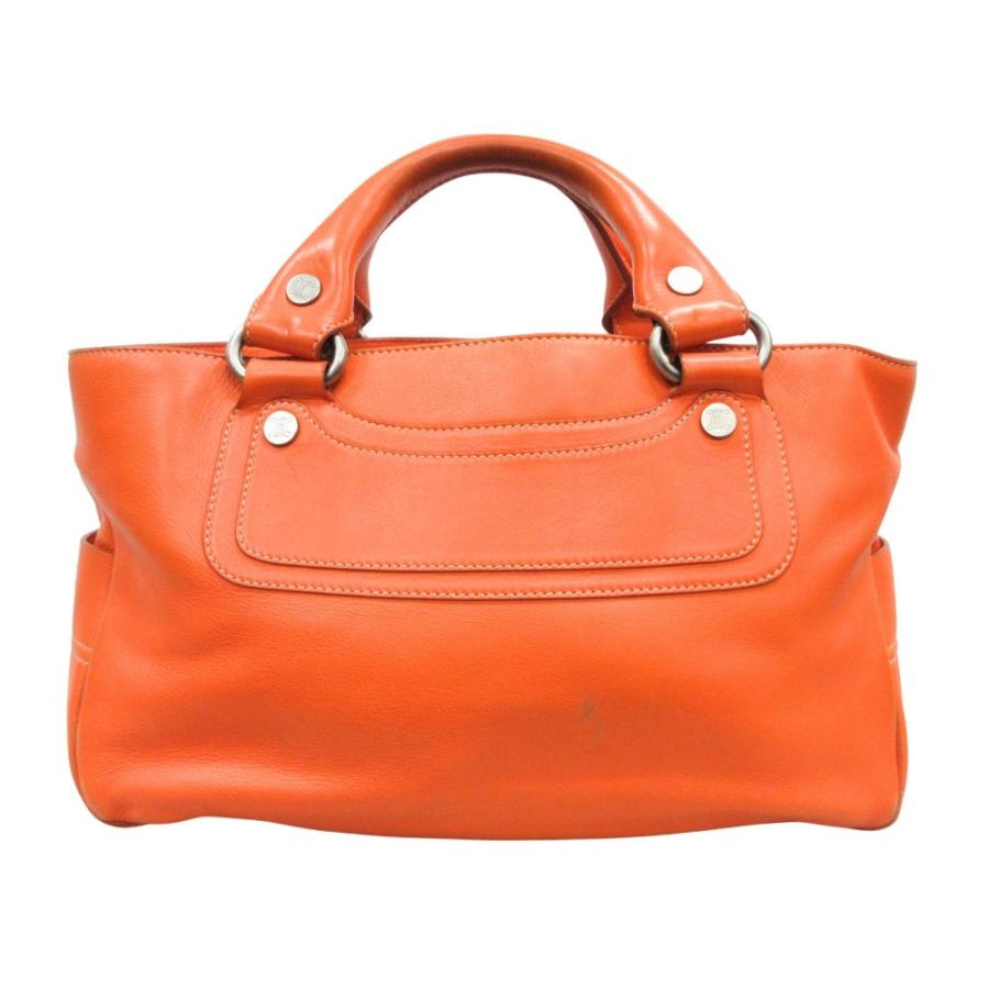 良品 CELINE セリーヌ ブギー バッグ ハンド トート 鞄 レザー ロゴ 刻印 マカダム オールド オレンジ レディース 古着 中古 | CELINE