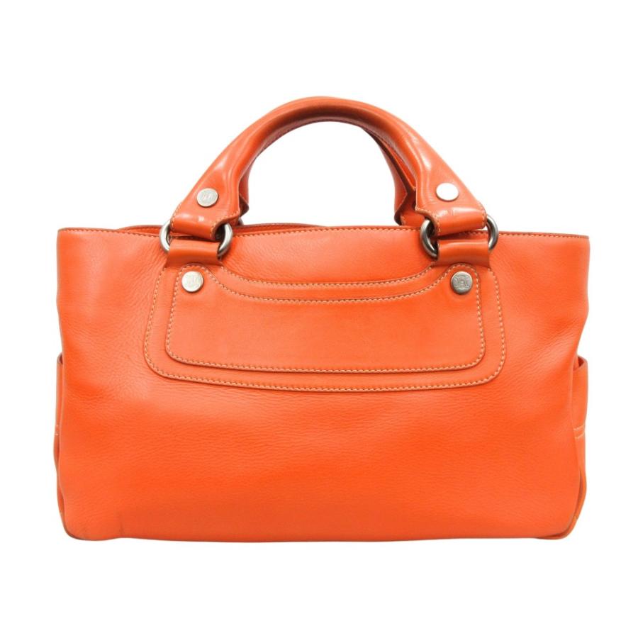 良品 CELINE セリーヌ ブギー バッグ ハンド トート 鞄 レザー ロゴ 刻印 マカダム オールド オレンジ レディース 古着 中古 | CELINE | 01
