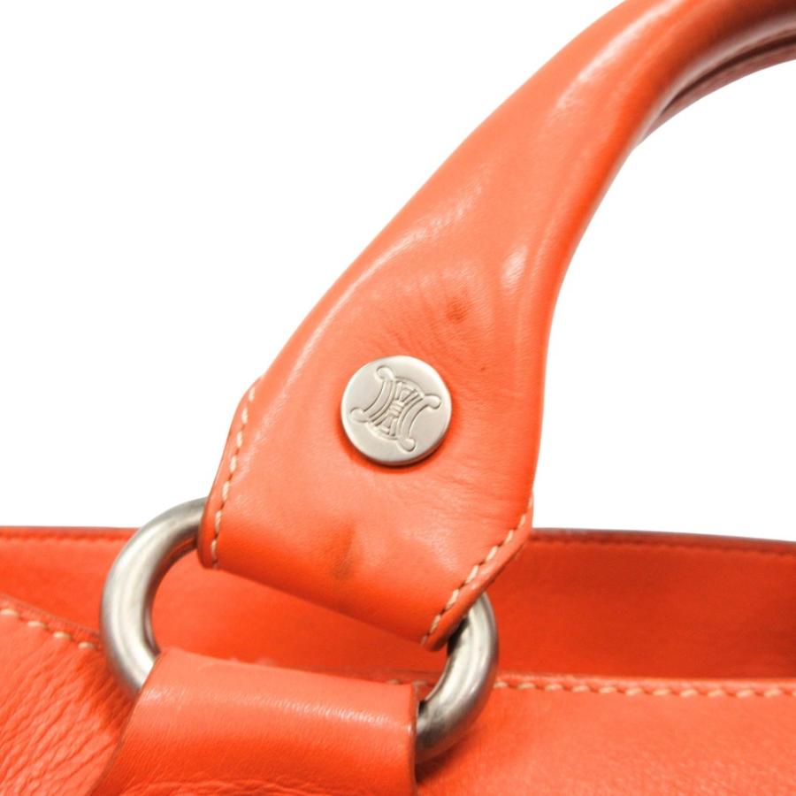 良品 CELINE セリーヌ ブギー バッグ ハンド トート 鞄 レザー ロゴ 刻印 マカダム オールド オレンジ レディース 古着 中古 | CELINE | 08