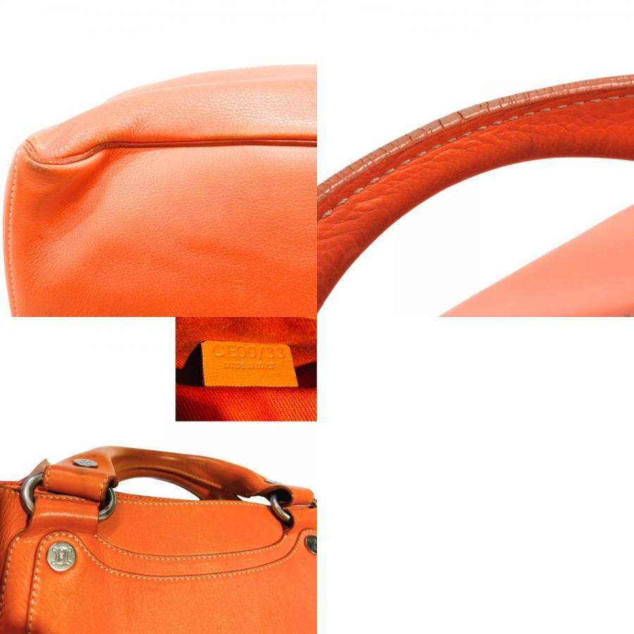 良品 CELINE セリーヌ ブギー バッグ ハンド トート 鞄 レザー ロゴ 刻印 マカダム オールド オレンジ レディース 古着 中古 | CELINE | 09