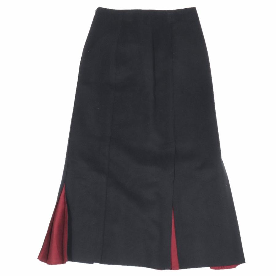 良品 JIL SANDER NAVY ジルサンダーネイビー ウール フレアスカート ロング マキシ丈 切替デザイン 36 ネイビー レッド レディース 古着 中古 | JIL SANDER NAVY | 01