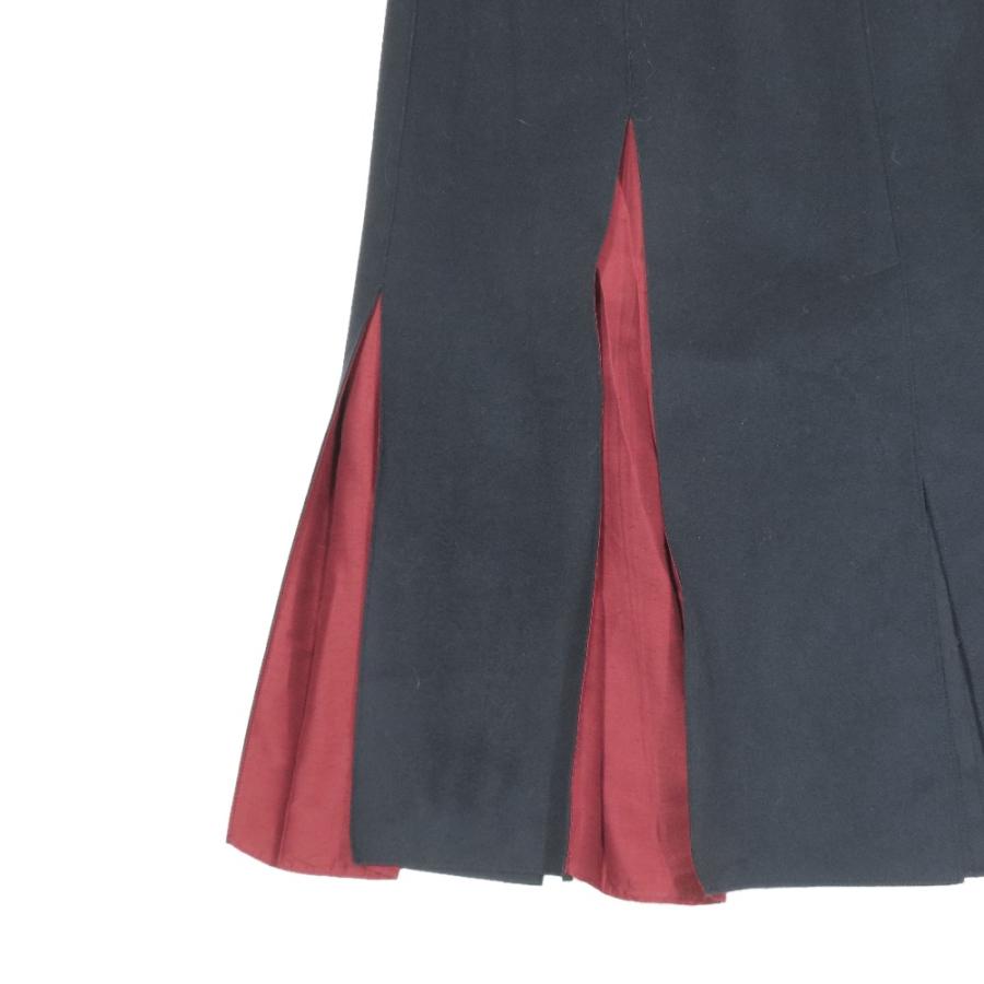 良品 JIL SANDER NAVY ジルサンダーネイビー ウール フレアスカート ロング マキシ丈 切替デザイン 36 ネイビー レッド レディース 古着 中古 | JIL SANDER NAVY | 03