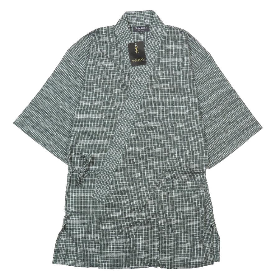 未使用 YVES SAINT LAURENT イヴサンローラン セットアップ ギンガムチェック 甚平 ショートパンツ ルームウェア M グリーン メンズ 古着 中古 | Yves Saint Laurent | 01
