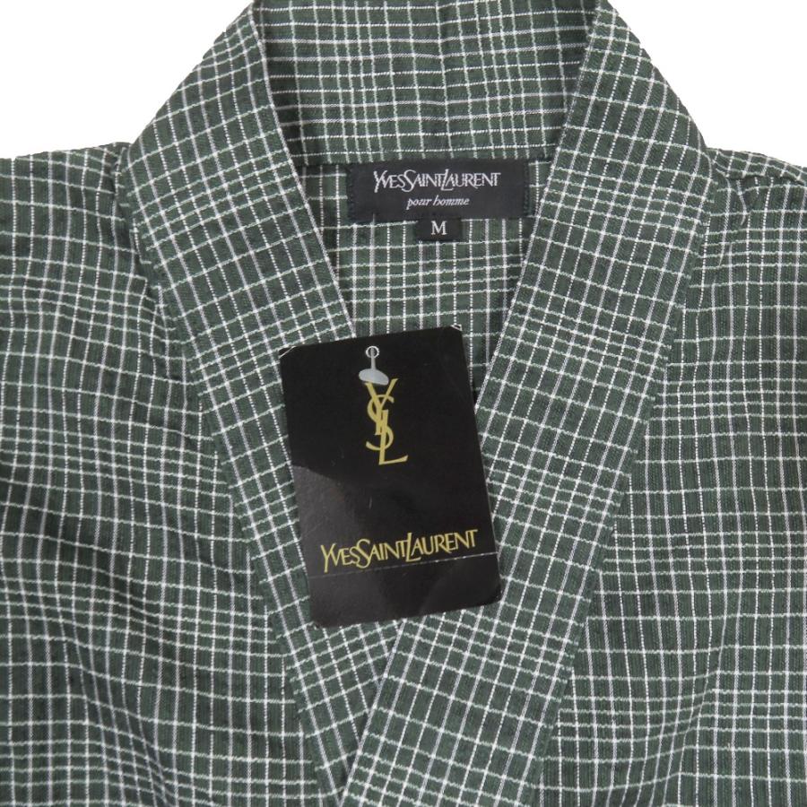 未使用 YVES SAINT LAURENT イヴサンローラン セットアップ ギンガムチェック 甚平 ショートパンツ ルームウェア M グリーン メンズ 古着 中古 | Yves Saint Laurent | 05