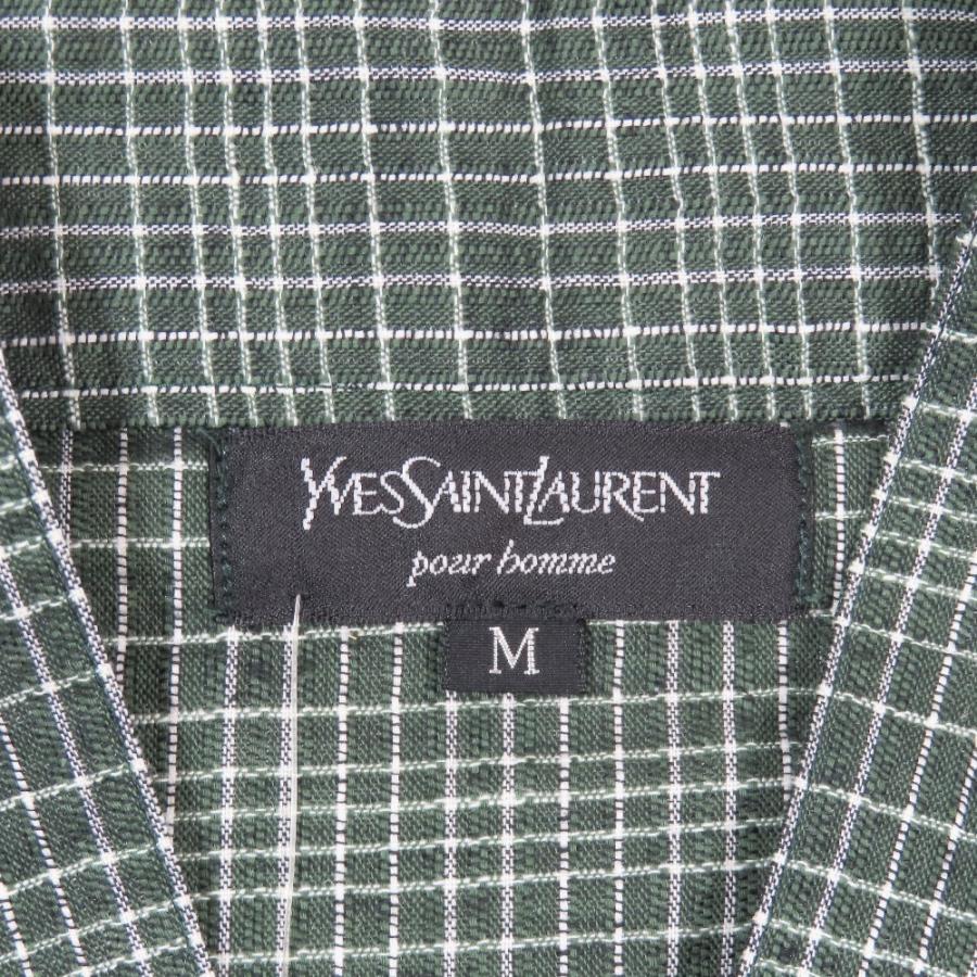 未使用 YVES SAINT LAURENT イヴサンローラン セットアップ ギンガムチェック 甚平 ショートパンツ ルームウェア M グリーン メンズ 古着 中古 | Yves Saint Laurent | 07
