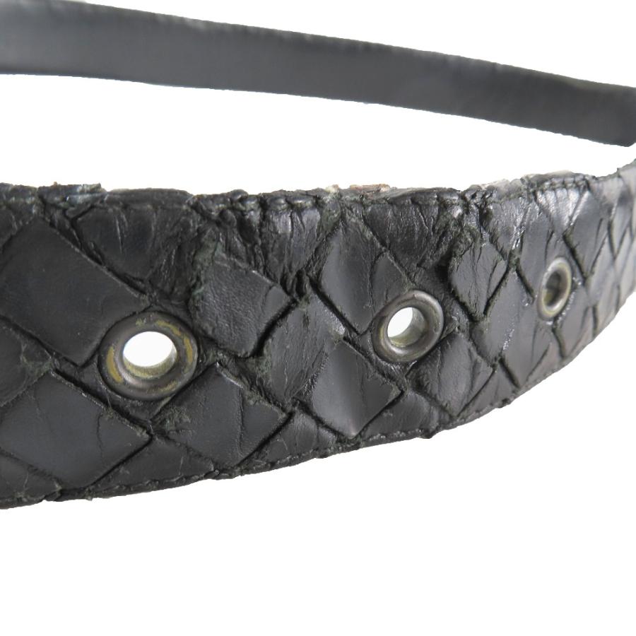 BOTTEGAVENETA ボッテガヴェネタ イントレチャート レザー ベルト ハトメ 90cm/36インチ ブラック メンズ 古着 中古 USED BOTTEGAVENETA ボッテガヴェネタ イントレチャート レザー ベルト