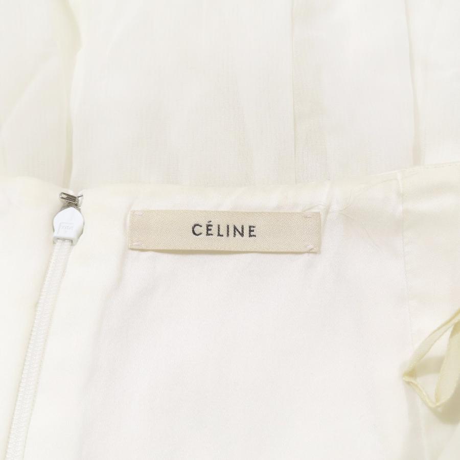 CELINE セリーヌ フィービー期 アーカイブ シフォン プリーツ フレアスカート ハーフ 膝丈 36 ホワイト レディース 古着 中古 | CELINE | 04