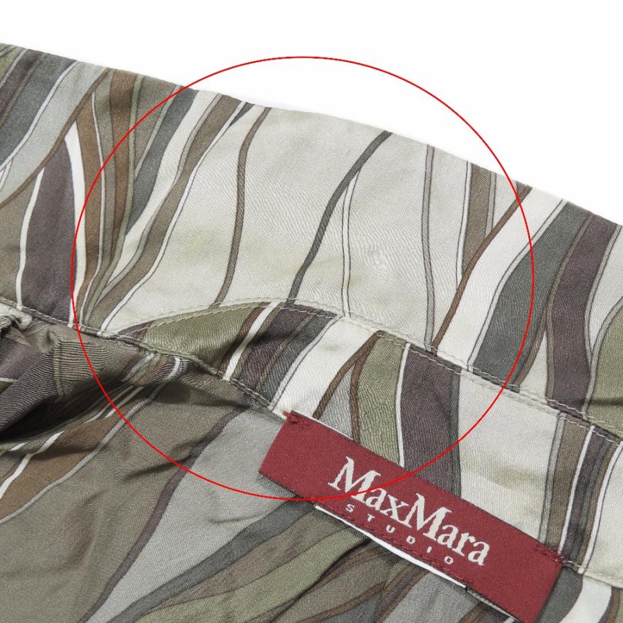 Max Mara STUDIO マックスマーラ ステュディオ ノースリーブ ワンピース ドレス 開襟 総柄 ハーフ 膝丈 フレアスカート グリーン レディース 古着 中古 | Max Mara Studio | 05