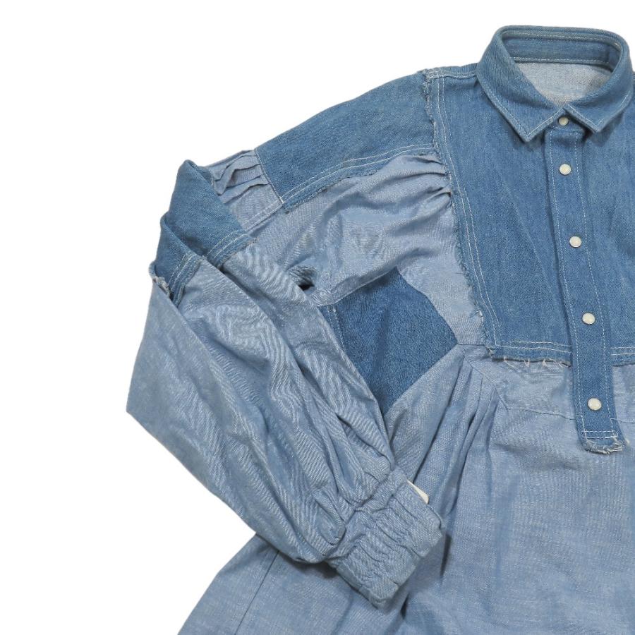 Sacai サカイ デニムワンピース チュニック 17-02958 長袖 フレアスカート ハーフ 膝丈 ドローコード 1 ブルー レディース 古着 中古 | sacai | 04