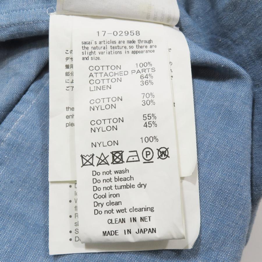 Sacai サカイ デニムワンピース チュニック 17-02958 長袖 フレアスカート ハーフ 膝丈 ドローコード 1 ブルー レディース 古着 中古 | sacai | 06