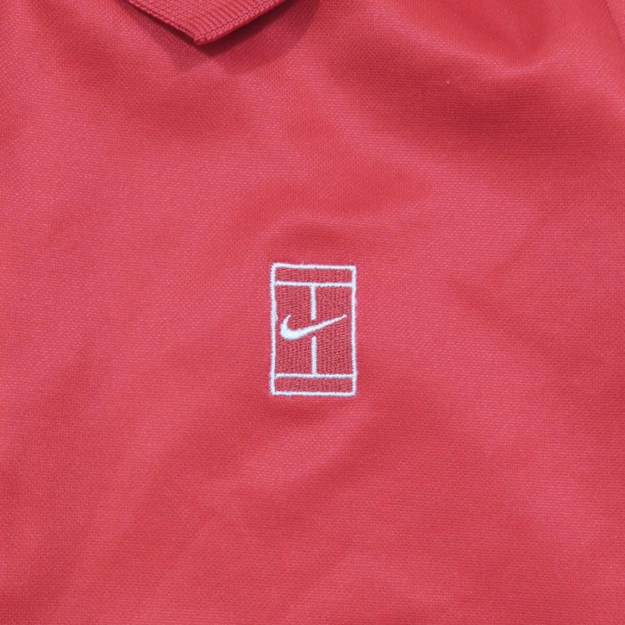 美品 NIKE ナイキ 90's 00's ヴィンテージ テニス ハーフジップ カットソー スポーツウェア 半袖 ロゴ ライン トップス M レッド メンズ 古着 中古 | NIKE | 02