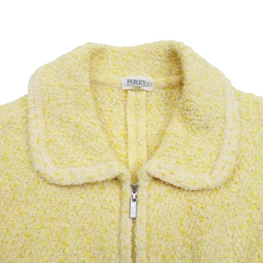 美品 FOXEY フォクシー サマーツイード ステンカラージャケット ジップ