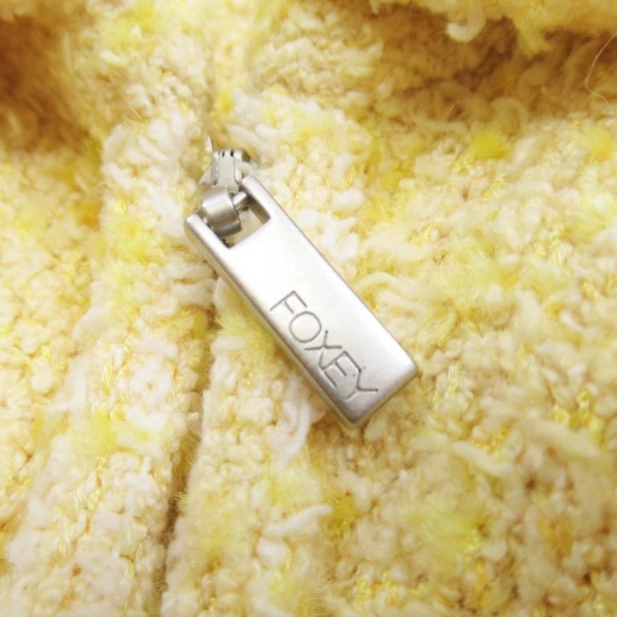 美品 FOXEY フォクシー サマーツイード ステンカラージャケット ジップ