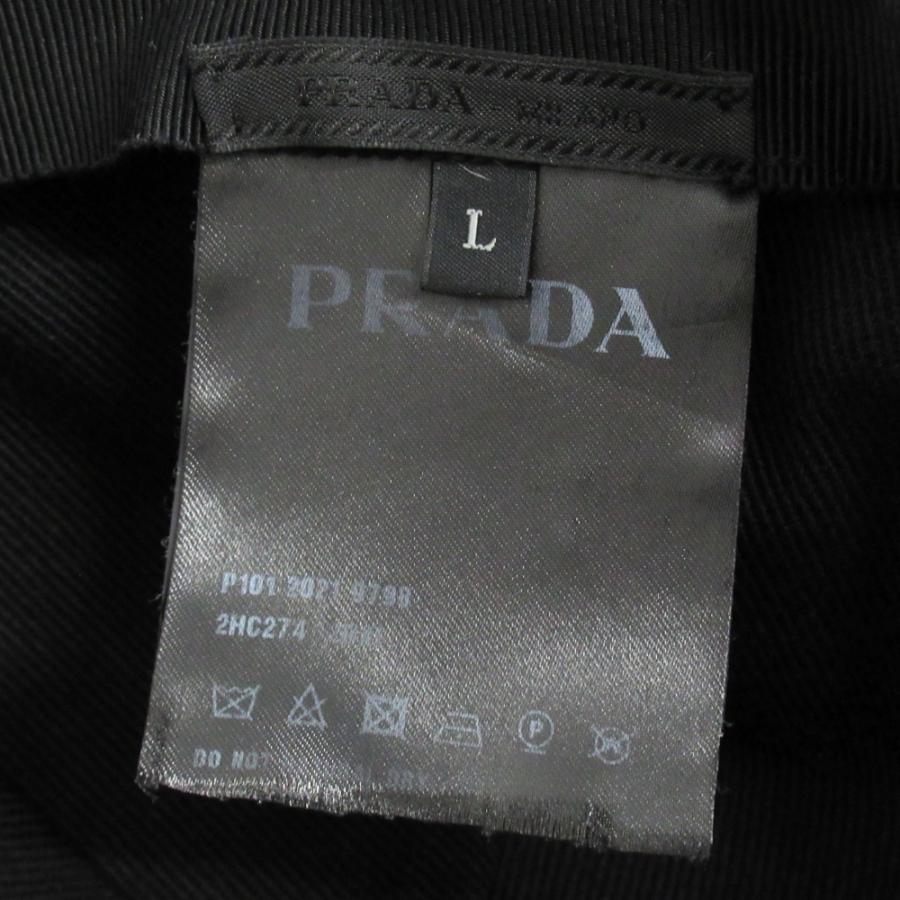 良品 PRADA プラダ ベースボール キャップ 帽子 トラアングルロゴ 三角ロゴプレート キャンバス 2HC274 サイズL 黒 ブラック メンズ レディース 古着 中古 | PRADA | 07