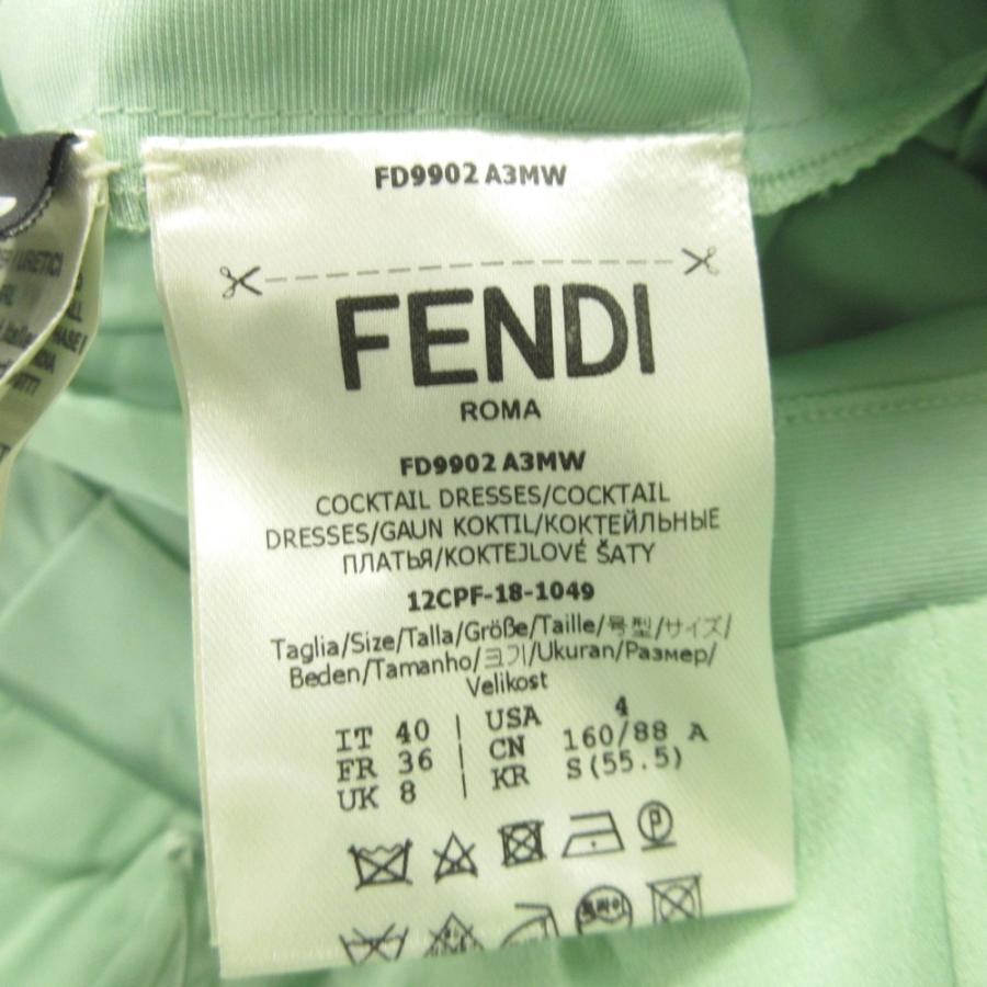 未使用 FENDI フェンディ アシンメトリー ドレス キャミ ワンピース プリーツ スカート ロング ノースリーブ 2018年製 40 緑 グリーン レディース 古着 中古 | FENDI | 06