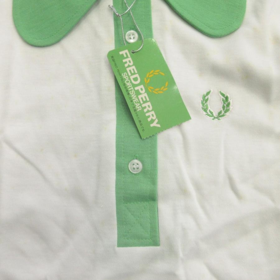 未使用 FRED PERRY フレッドペリー 90's ポロシャツ カットソー ロゴ 刺繍 ヴィンテージ L 白 ホワイト 緑 グリーン レディース 古着 中古 | FRED PERRY | 02